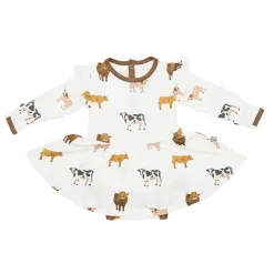 Kyte Baby Long Sleeve Twirl Bodysuit Dress in Moo Sale