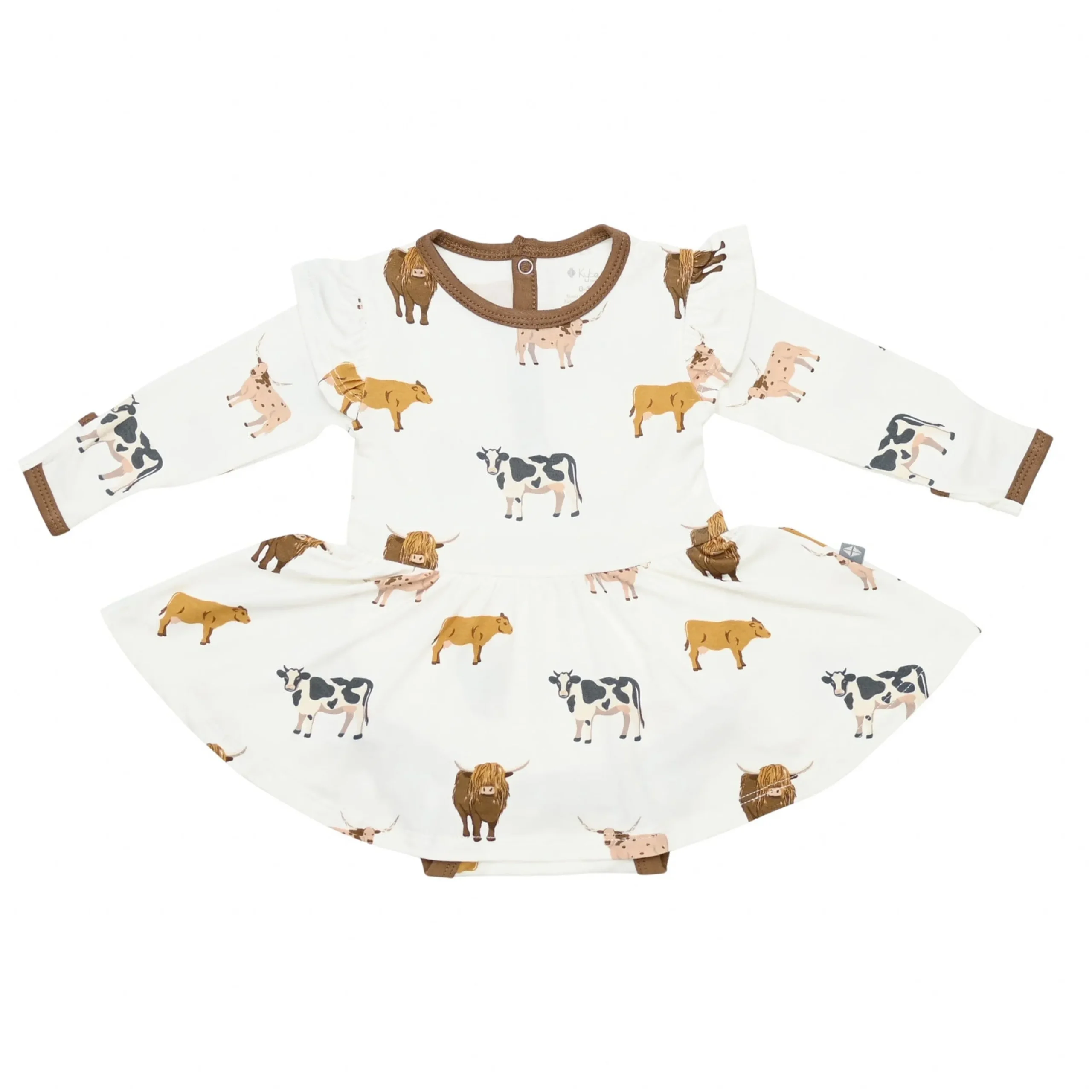 Kyte Baby Long Sleeve Twirl Bodysuit Dress in Moo Sale
