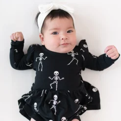 Kyte Baby Long Sleeve Twirl Bodysuit Dress in Skeleton New
