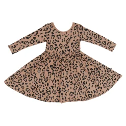 Kyte Baby Long Sleeve Twirl Dress in Latte Leopard