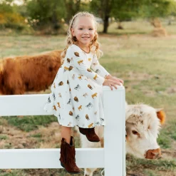 Kyte Baby Long Sleeve Twirl Dress in Moo Clearance