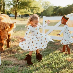 Kyte Baby Long Sleeve Twirl Dress in Moo Clearance