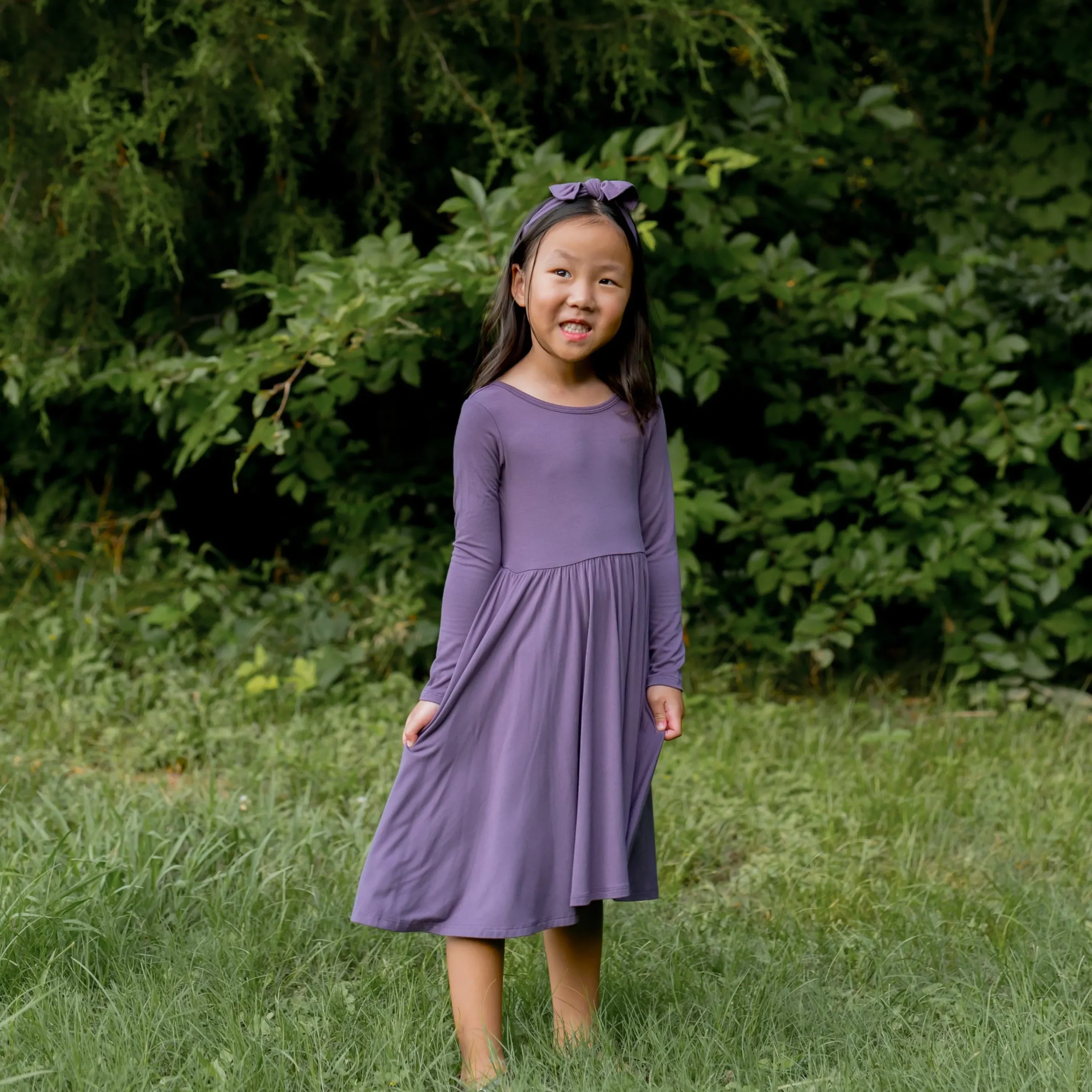 Kyte Baby Long Sleeve Twirl Dress in Currant Best