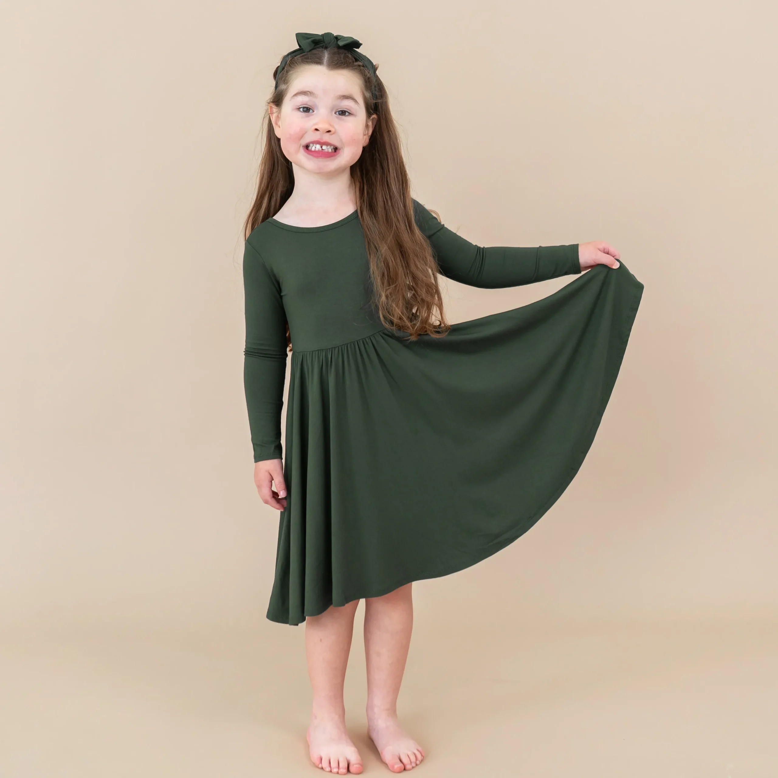Kyte Baby Long Sleeve Twirl Dress in Fir Online