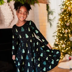 Kyte Baby Long Sleeve Twirl Dress in Twinkle Tree