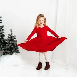 Kyte Baby Long Sleeve Twirl Dress in Cardinal Discount