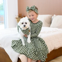 Kyte Baby Long Sleeve Twirl Dress in Gingham Fir New