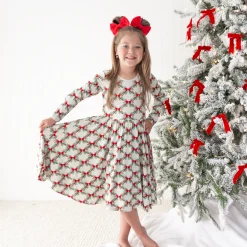 Kyte Baby Long Sleeve Twirl Dress in Holiday Bow