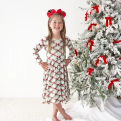 Kyte Baby Long Sleeve Twirl Dress in Holiday Bow