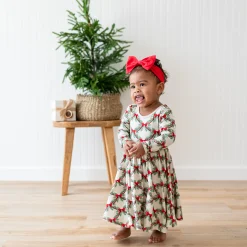 Kyte Baby Long Sleeve Twirl Dress in Holiday Bow