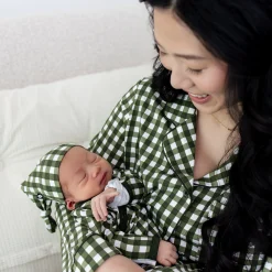 Kyte Baby Long-Sleeved Women's Pajama Set in Gingham Fir