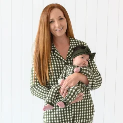 Kyte Baby Long-Sleeved Women's Pajama Set in Gingham Fir