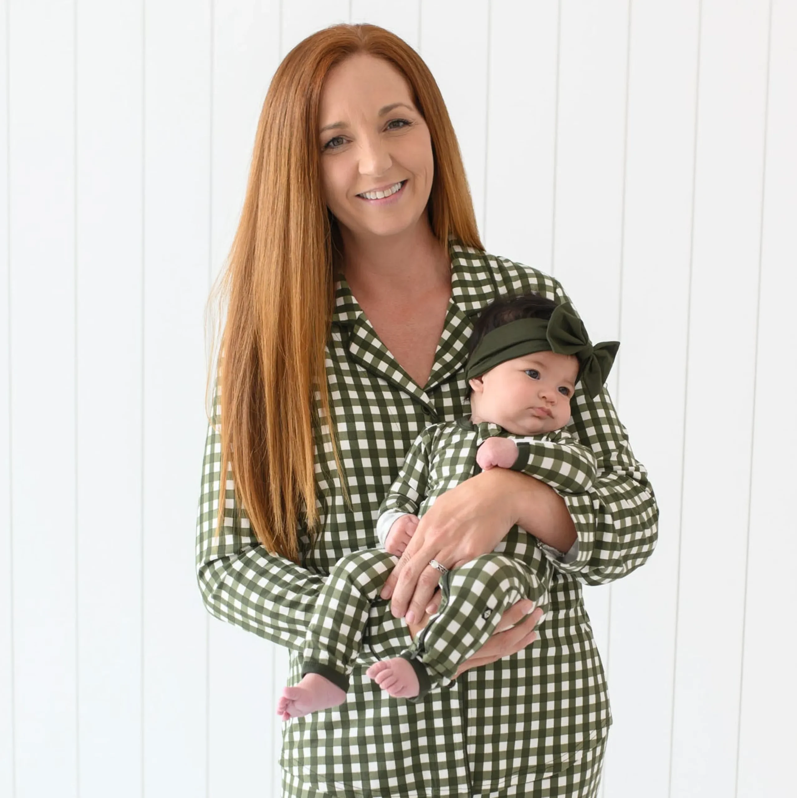 Kyte Baby Long-Sleeved Women's Pajama Set in Gingham Fir