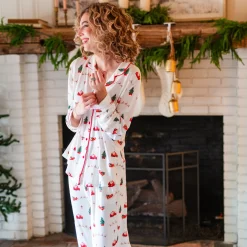Kyte Baby Long-Sleeved Women's Pajama Set in Santa Sleigh Discount