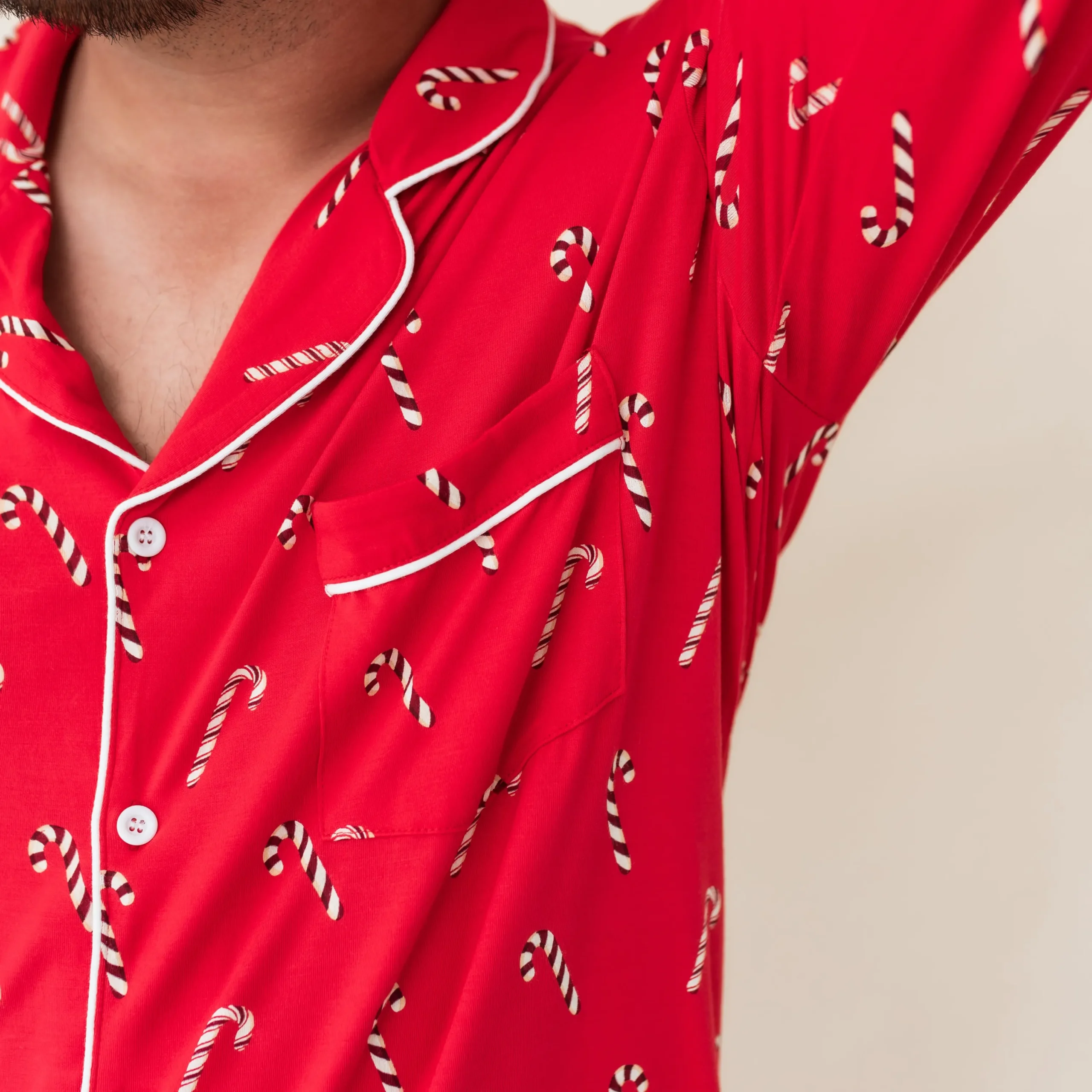 Kyte Baby Men's Long Sleeve Pajama Set in Candy Cane Outlet