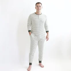 Kyte Baby Men's Ribbed Henley Set in Fir Stripe Online