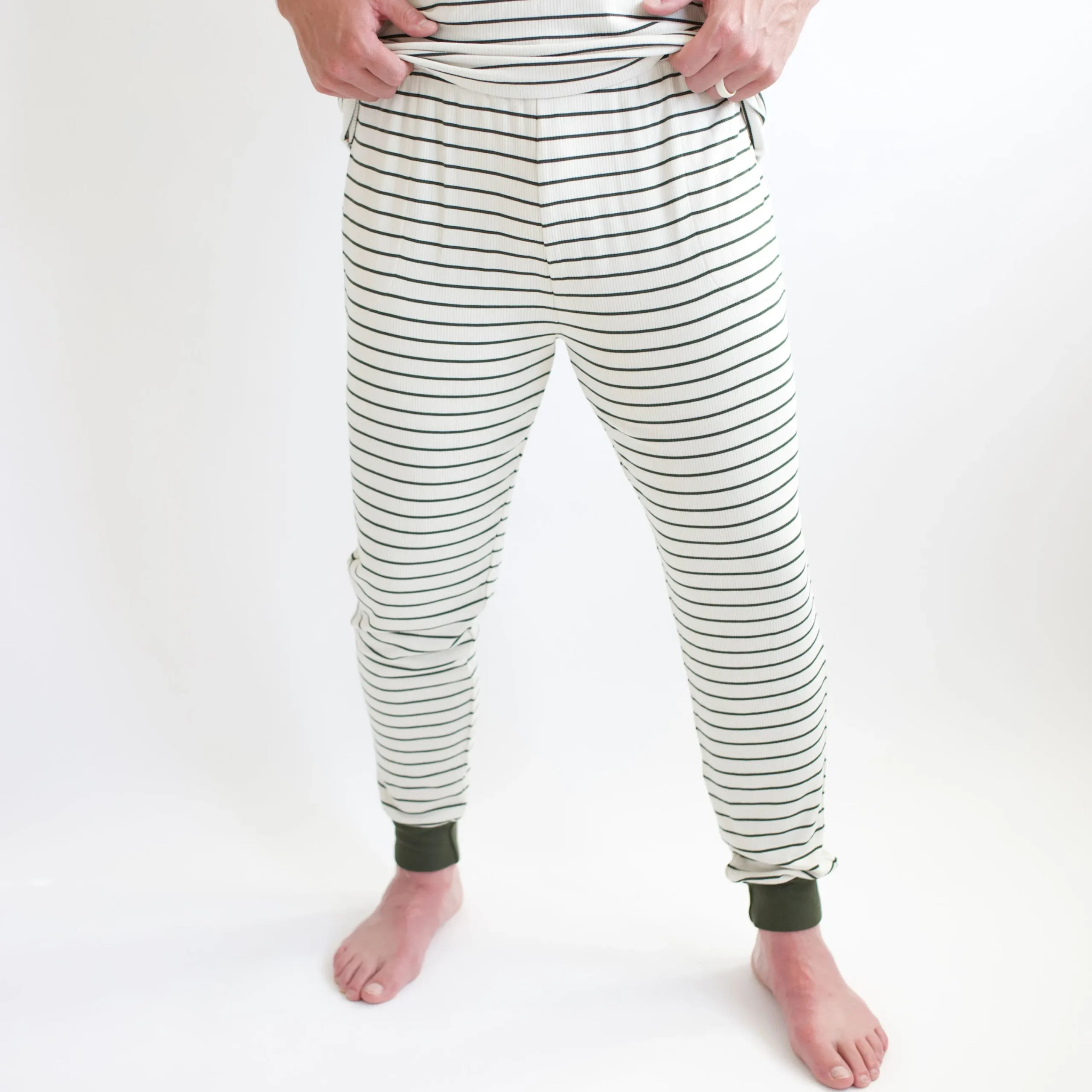 Kyte Baby Men's Ribbed Henley Set in Fir Stripe Online