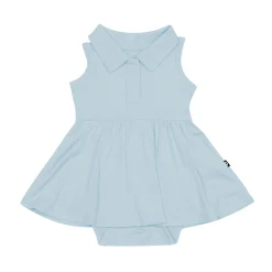 Kyte Baby Polo Bodysuit Dress in Fog Outlet