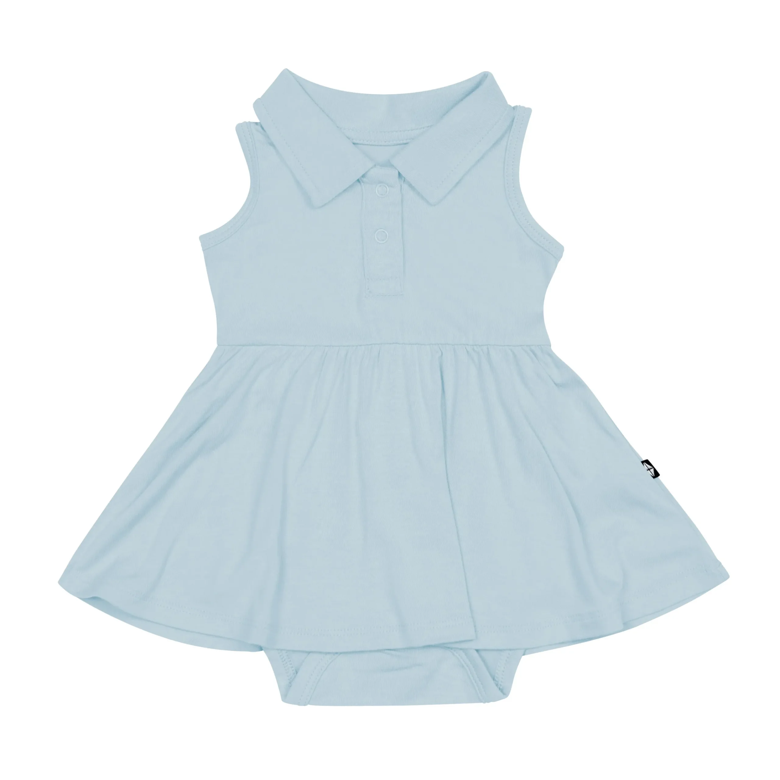 Kyte Baby Polo Bodysuit Dress in Fog Outlet