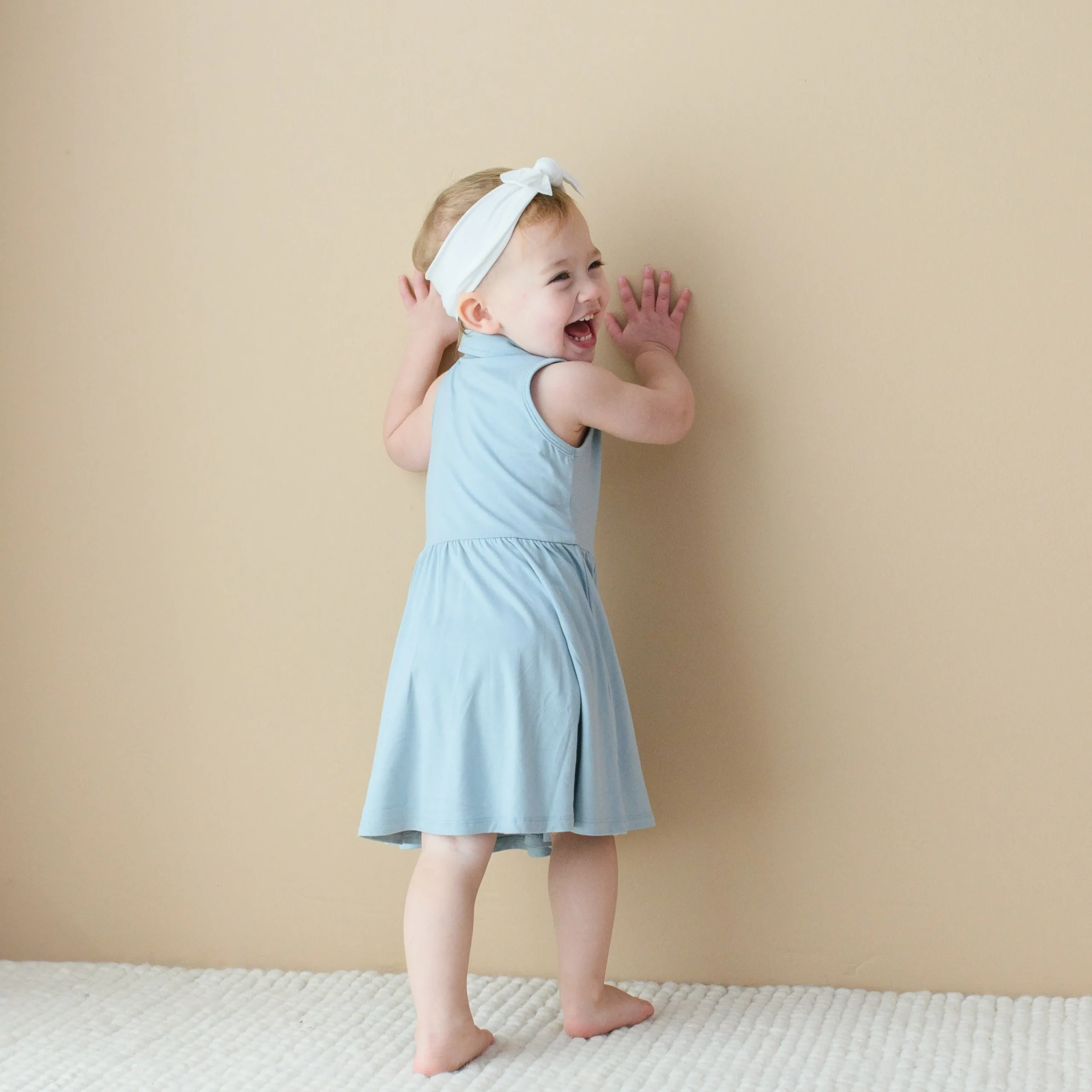 Kyte Baby Polo Bodysuit Dress in Fog Outlet