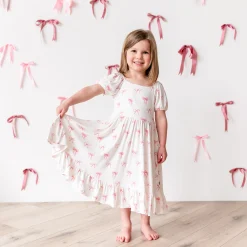 Kyte Baby Puff Sleeve Twirl Dress in Bow New