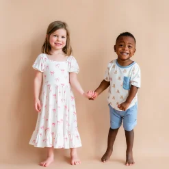 Kyte Baby Puff Sleeve Twirl Dress in Bow New