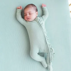 Kyte Baby Ribbed Crib Sheet in Sage Sale