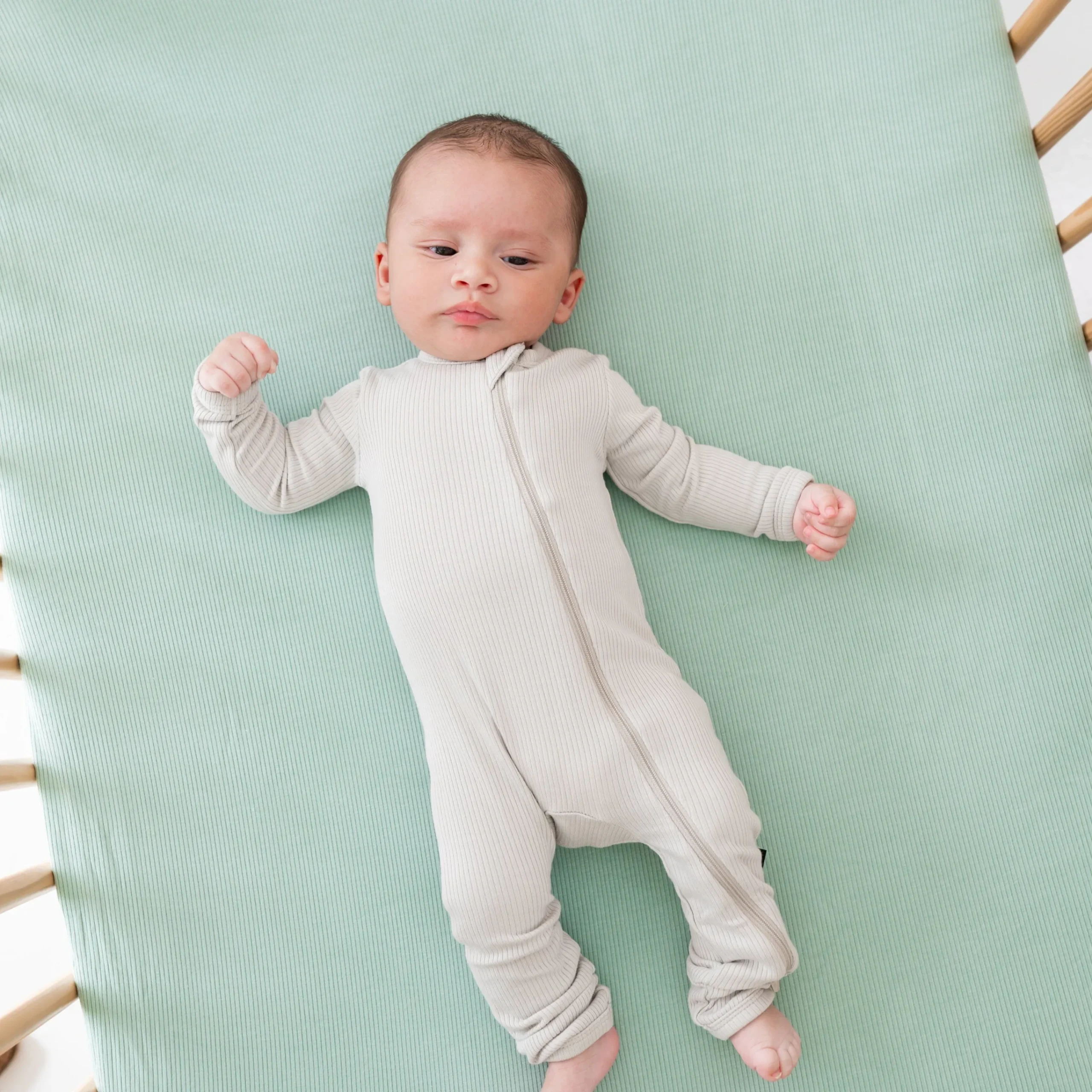 Kyte Baby Ribbed Crib Sheet in Sage Sale