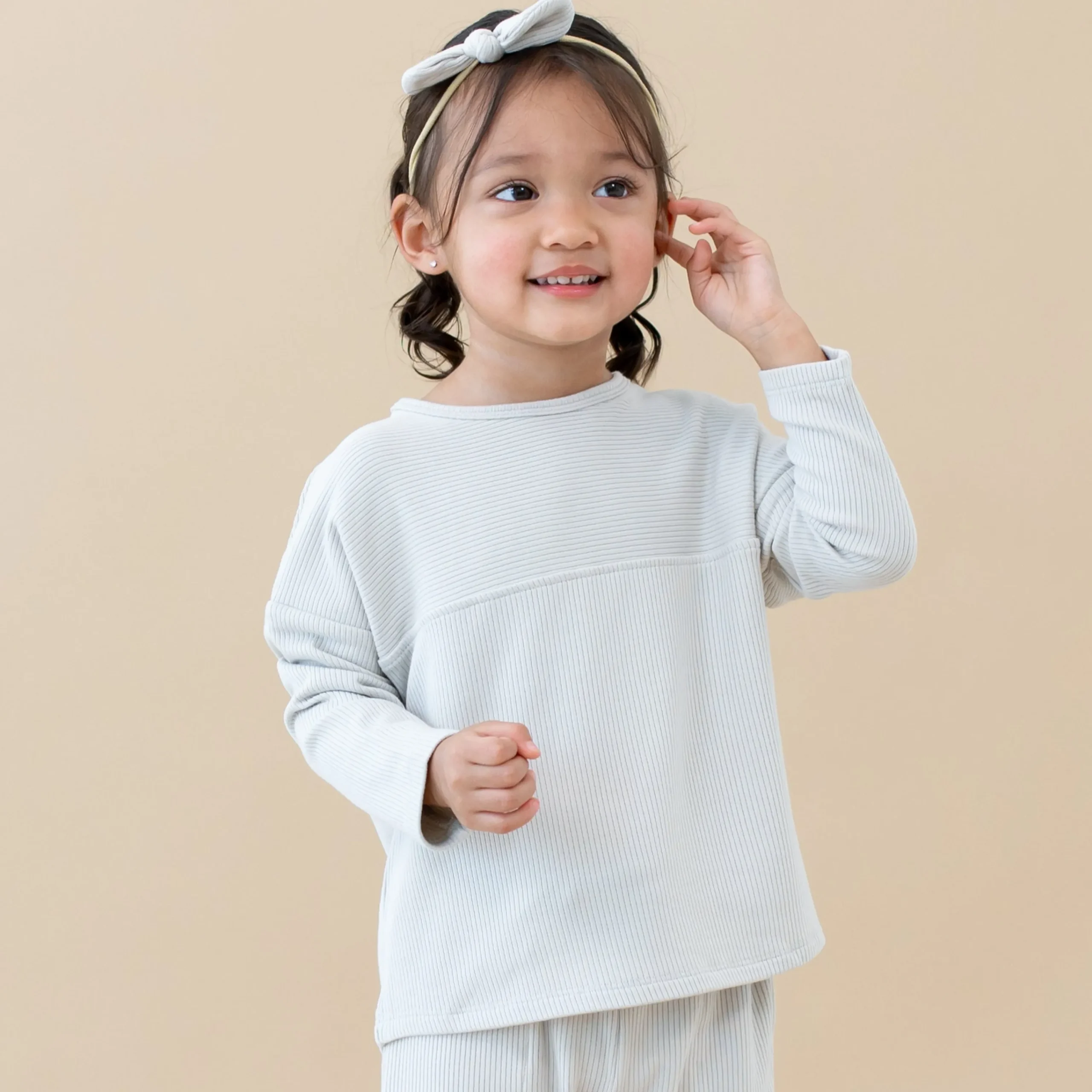 Kyte Baby Ribbed Drop Shoulder Top in Oat Clearance