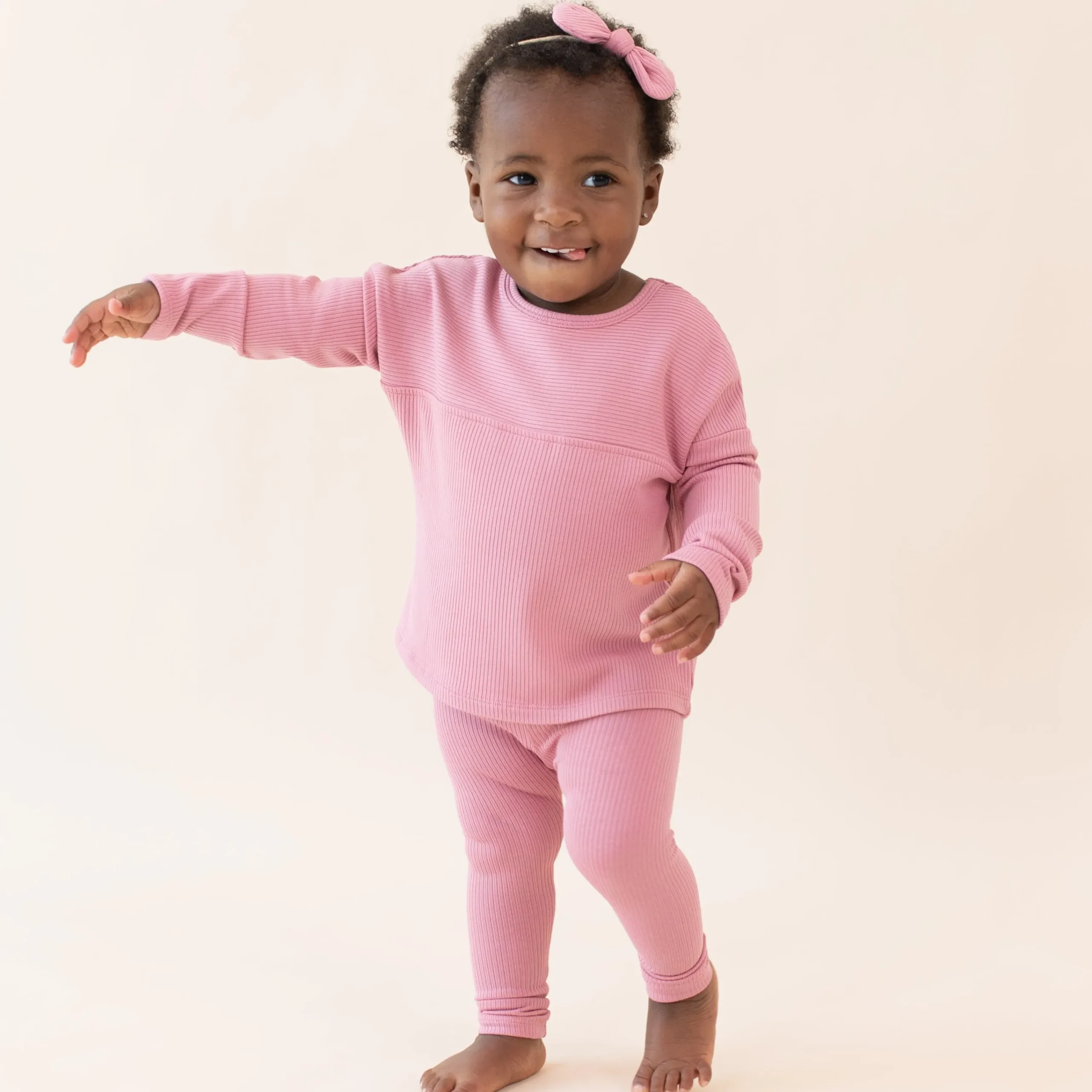 Kyte Baby Ribbed Drop Shoulder Top in Apple Blossom Clearance