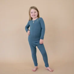 Kyte Baby Ribbed Henley Set in Atlantic