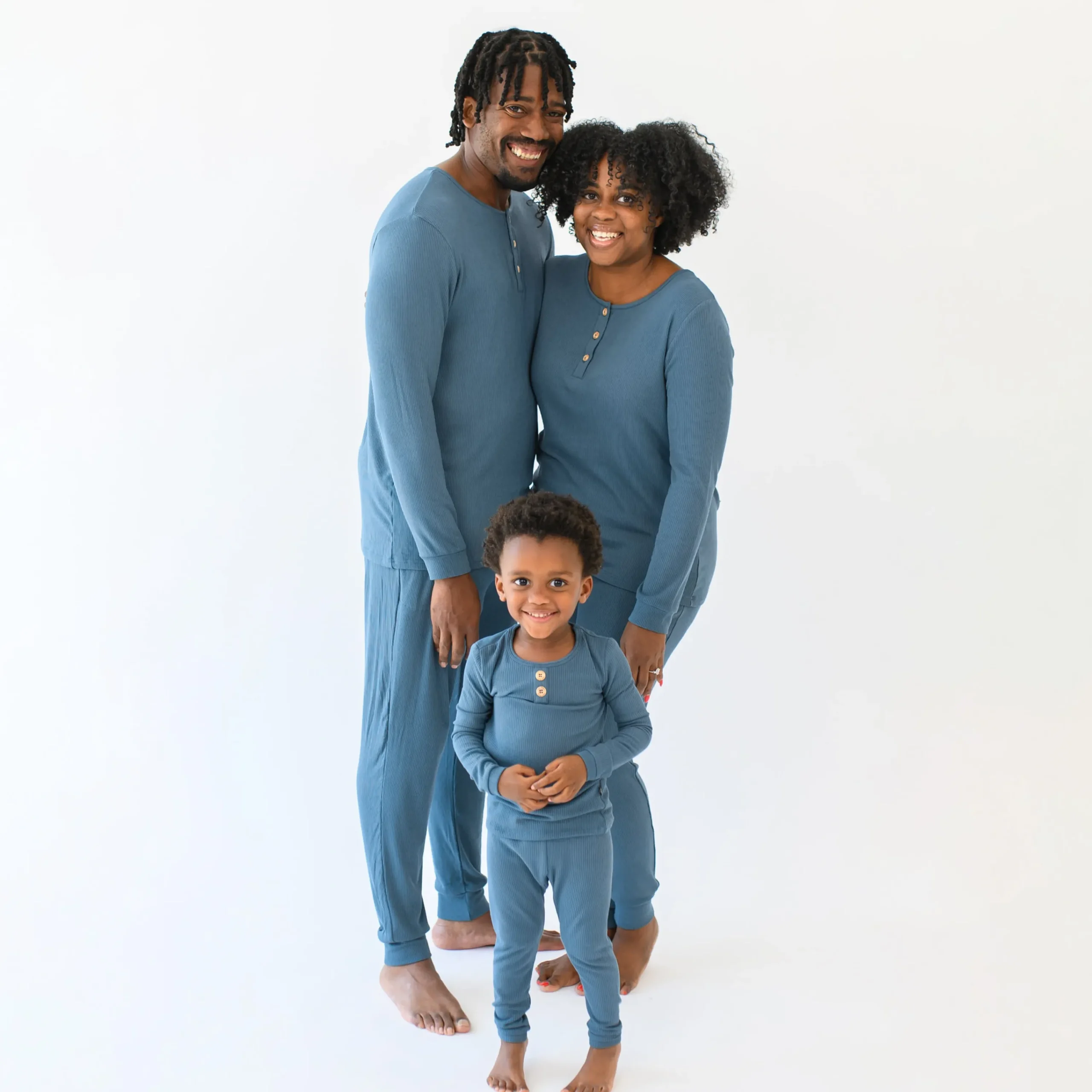 Kyte Baby Ribbed Henley Set in Atlantic