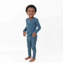 Kyte Baby Ribbed Henley Set in Atlantic