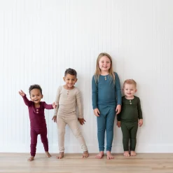 Kyte Baby Ribbed Henley Set in Atlantic