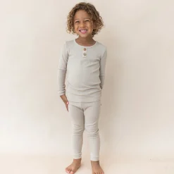 Kyte Baby Ribbed Henley Set in Bisque Best