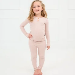 Kyte Baby Ribbed Henley Set in Blush
