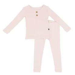 Kyte Baby Ribbed Henley Set in Blush