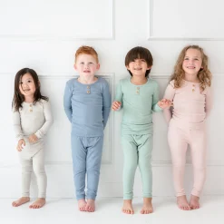 Kyte Baby Ribbed Henley Set in Blush