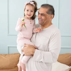 Kyte Baby Ribbed Henley Set in Blush