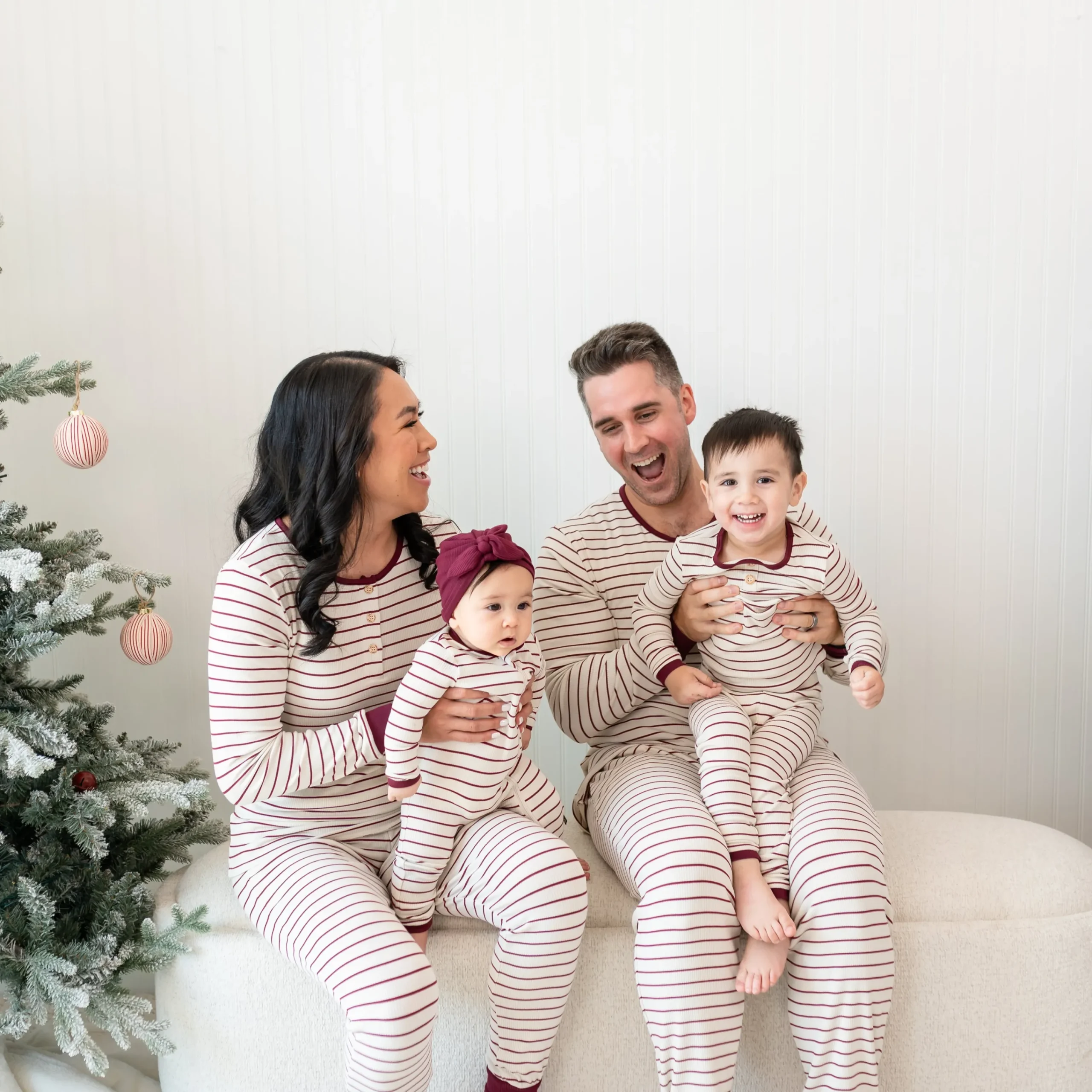 Kyte Baby Ribbed Henley Set in Burgundy Stripe Hot