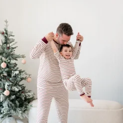Kyte Baby Ribbed Henley Set in Burgundy Stripe Hot