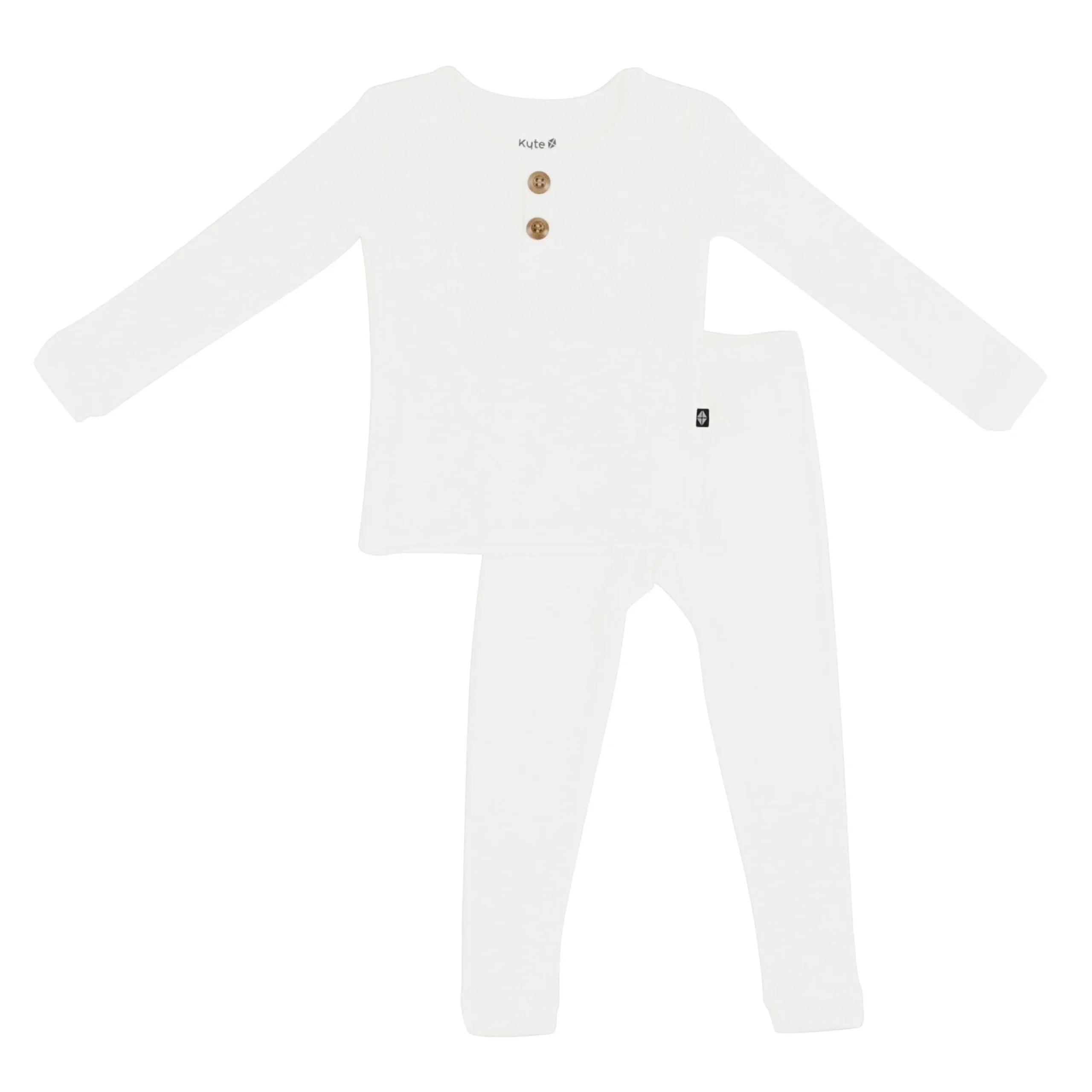 Kyte Baby Ribbed Henley Set in Cloud Clearance