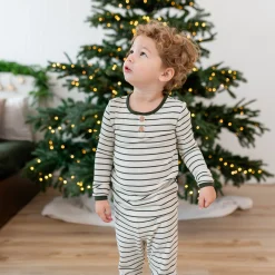 Kyte Baby Ribbed Henley Set in Fir Stripe Sale