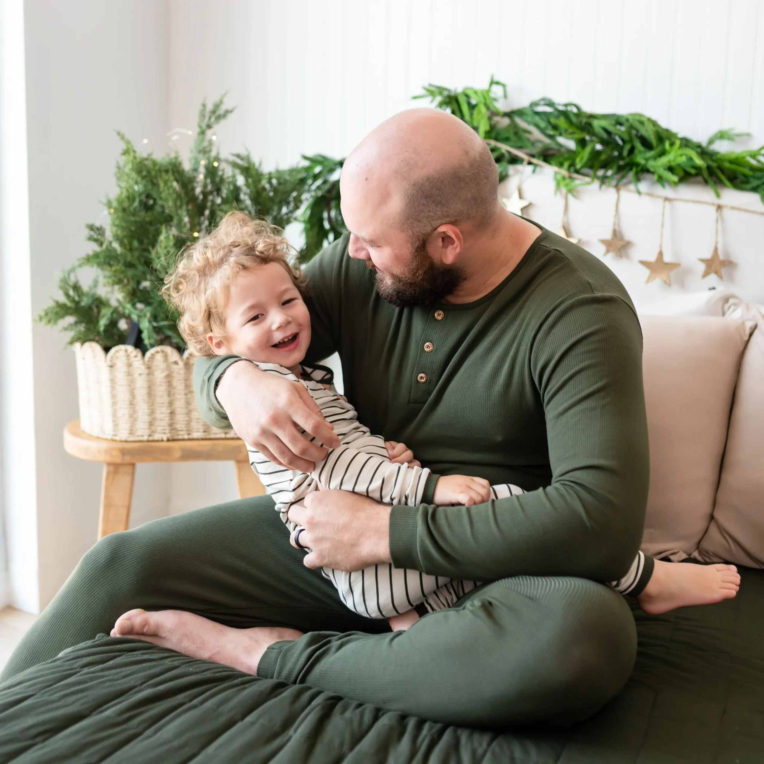 Kyte Baby Ribbed Henley Set in Fir Stripe Sale