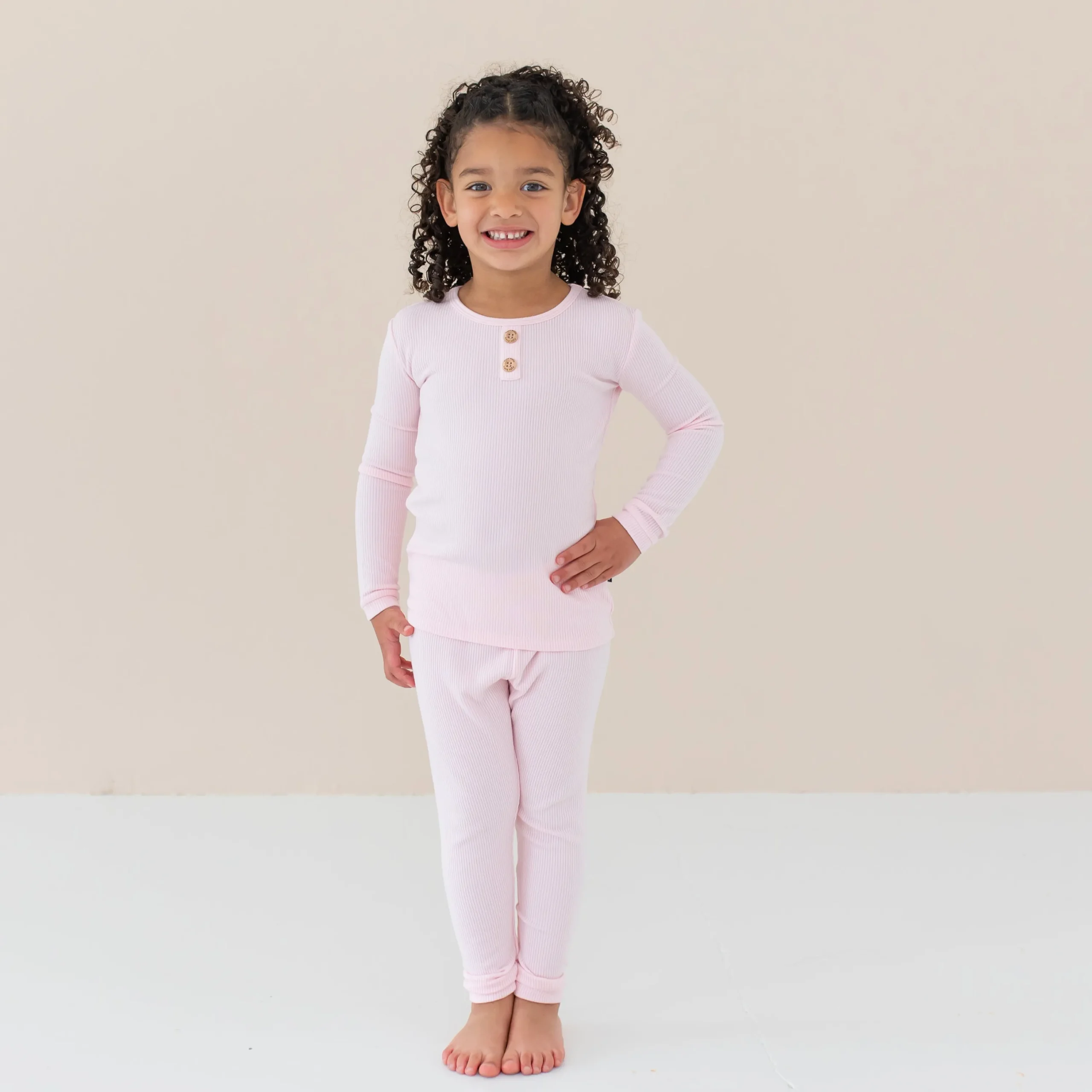 Kyte Baby Ribbed Henley Set in Sakura Outlet