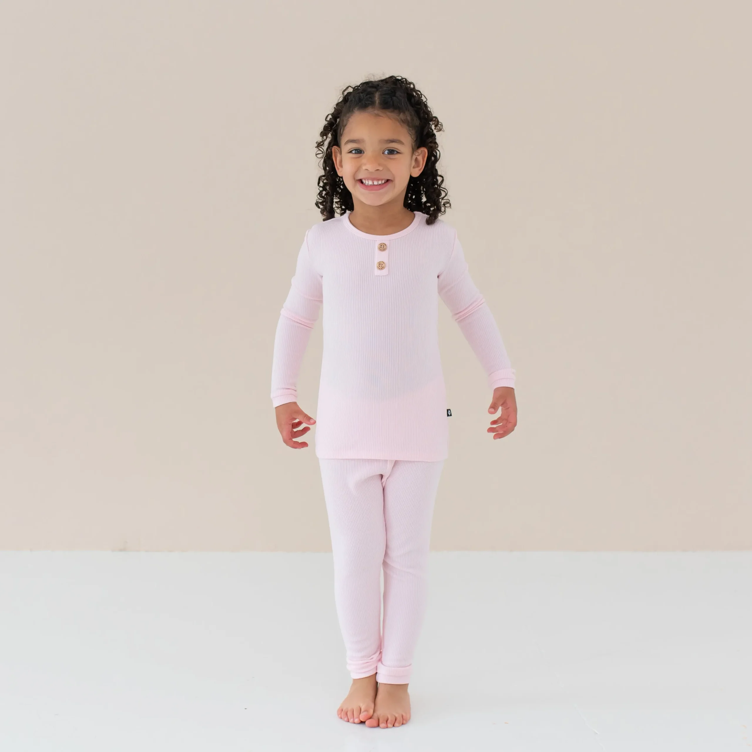 Kyte Baby Ribbed Henley Set in Sakura Outlet