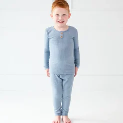 Kyte Baby Ribbed Henley Set in Slate Hot