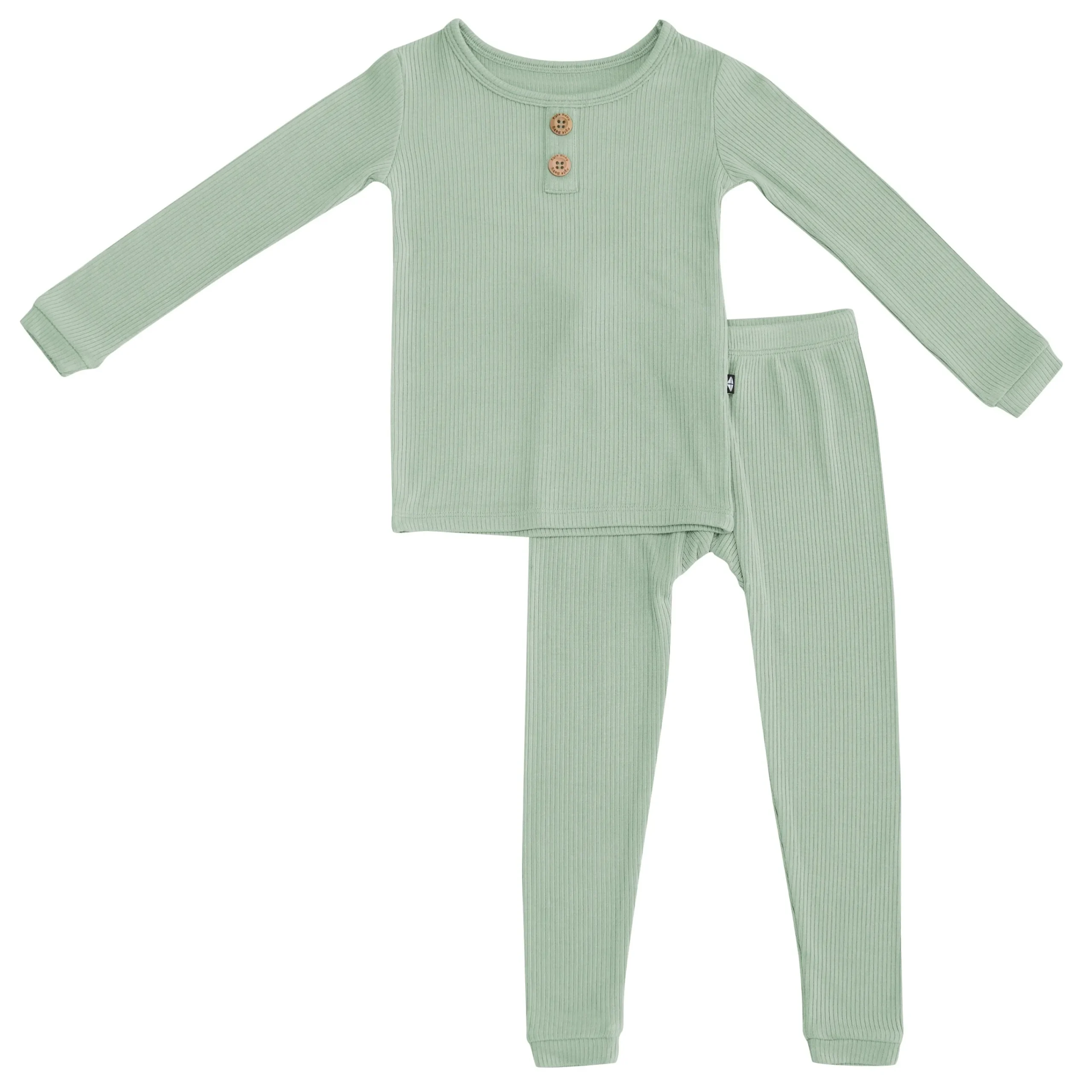 Kyte Baby Ribbed Henley Set in Thyme Best