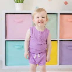 Kyte Baby Ribbed Henley Tank Set in Poi Sale
