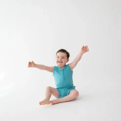 Kyte Baby Ribbed Henley Tank Set in Makai